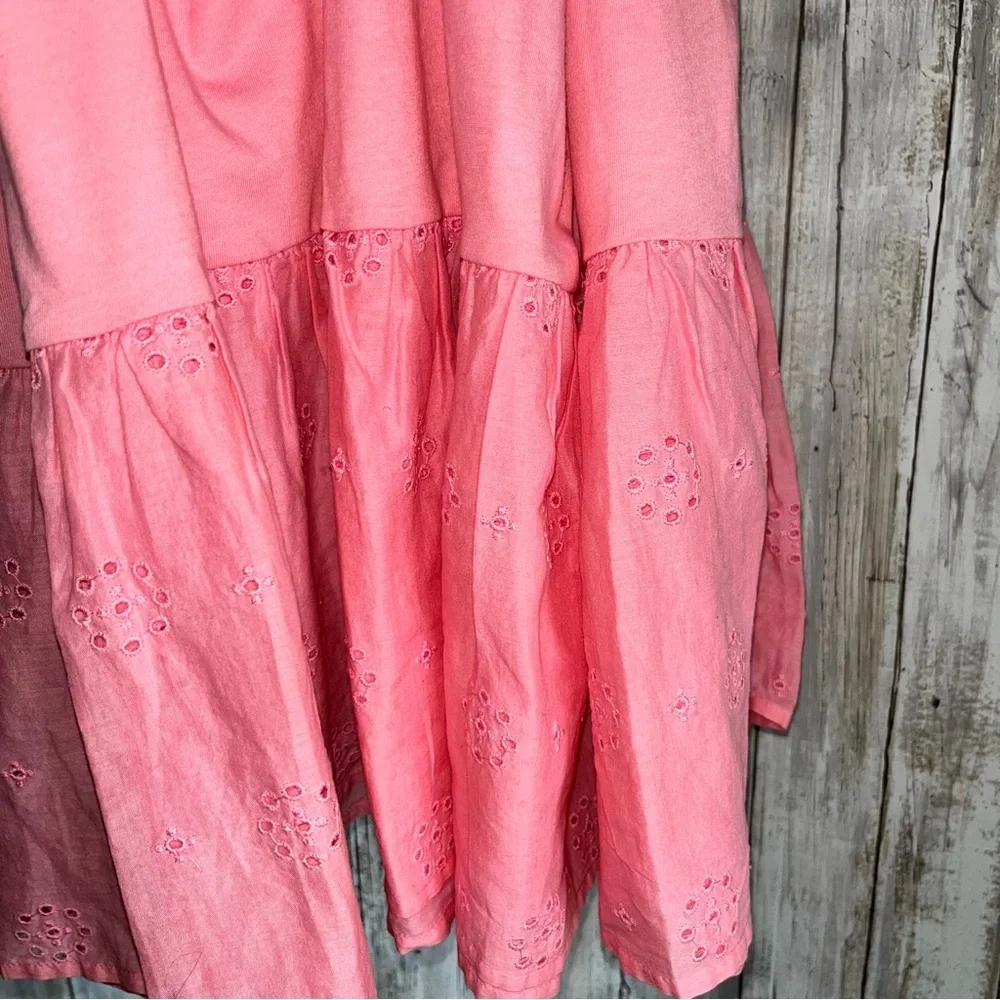 J.Crew Pink Eyelet Smocked Midi Dress Ruffle Sleeve Cottagecore NWT Size Large - Picture 6 of 7